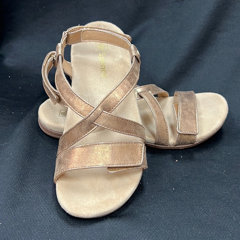 Spenco Cross Strap Tan Sandals size 10